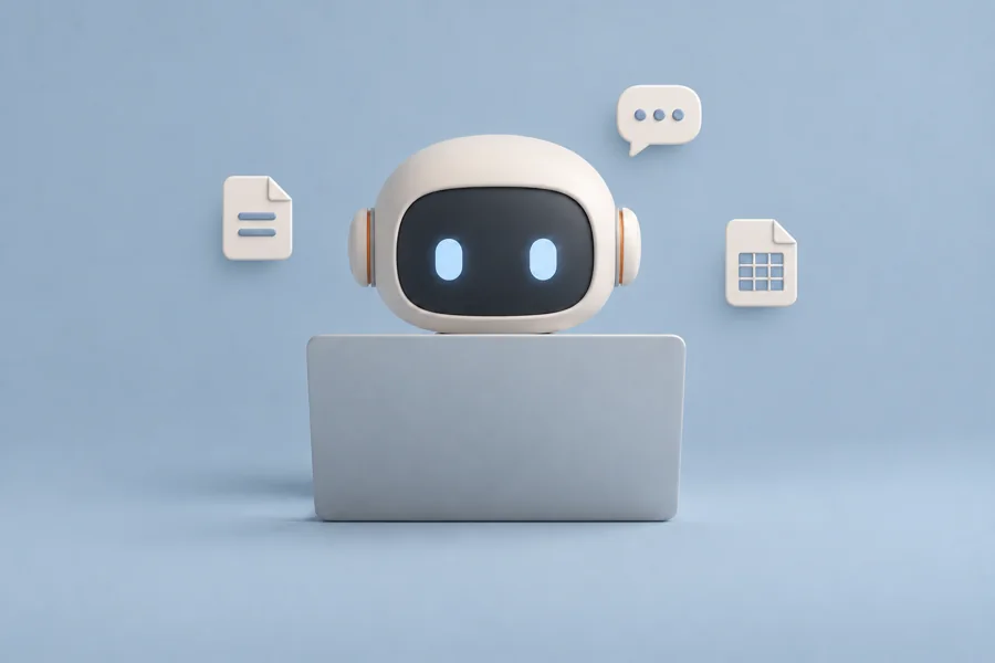 Conceptbeeld van samenwerkende AI agents